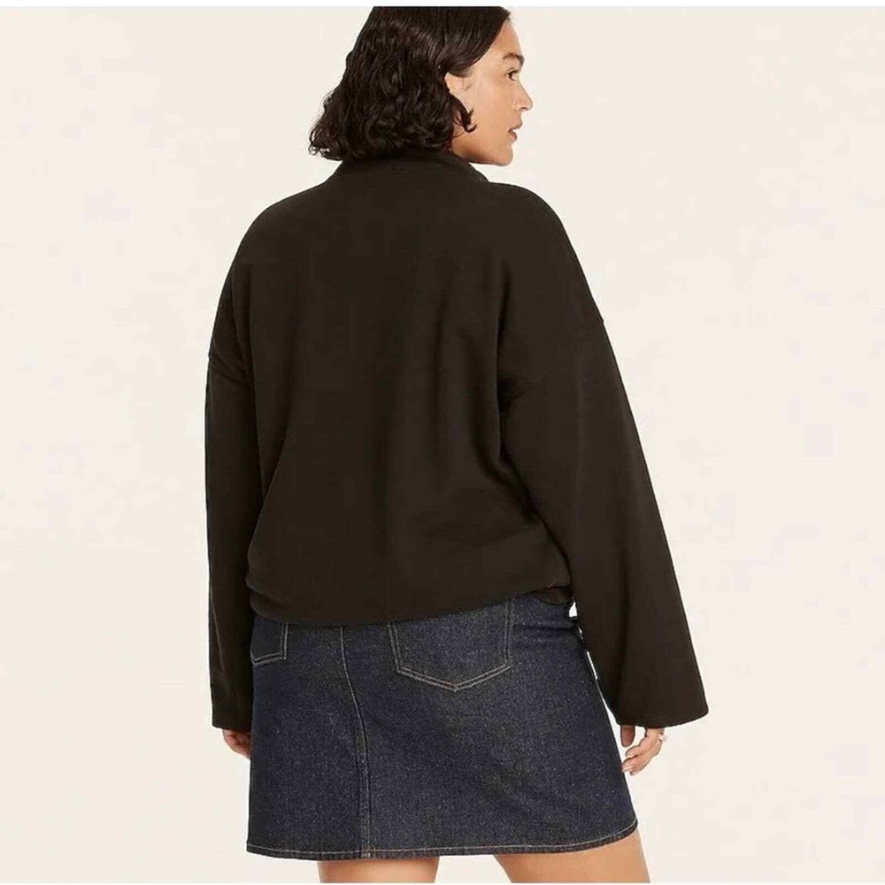 J. Crew Cotton University Terry Long Half-zip Tunic in Black Size Small - Picture 4 of 8